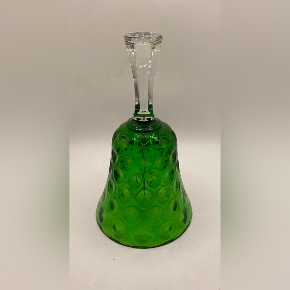 Bohemian Glass Bell * Large * Optic * GREEN *